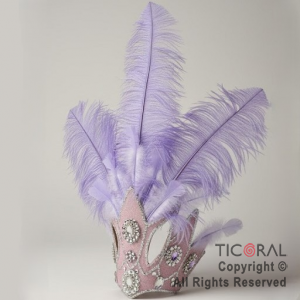 VINCHA TOCADO PREMIUM PLUMAS LILA x 1